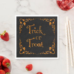 Pumpkin Orange Trick or Treat Napkin