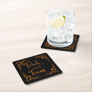 Pumpkin Orange Trick or Treat Paper Coaster