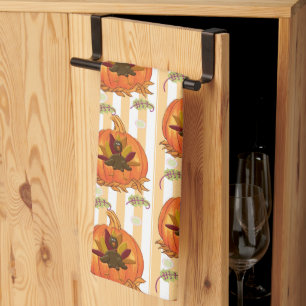 Pumpkin Orange Turkey Kitchen Hand Towel