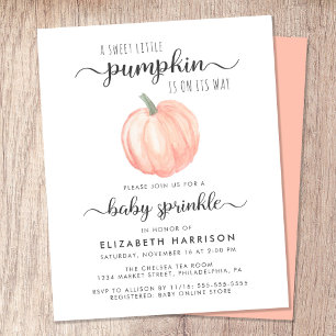 Pumpkin Orange Watercolor Baby Sprinkle Invitation