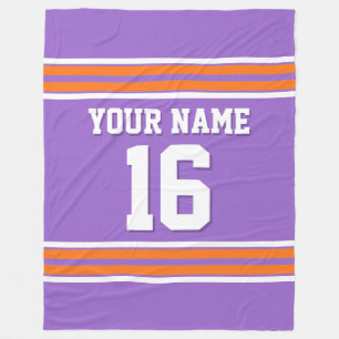 Pumpkin Orange White Sports Jersey Fleece Blanket