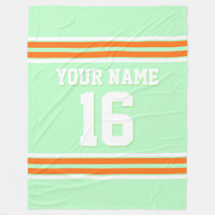Pumpkin Orange White Sports Jersey Fleece Blanket