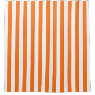 Pumpkin Orange White Vertical Stripe NL #0 Shower Curtain