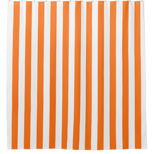 Pumpkin Orange White Vertical Stripe NL #0 Shower Curtain (Front)