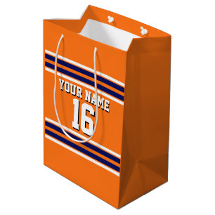 Pumpkin Orange with Navy White Stripes Team Jersey Medium Gift Bag
