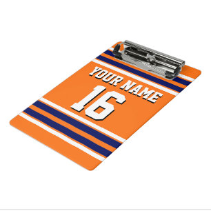 Pumpkin Orange with Navy White Stripes Team Jersey Mini Clipboard