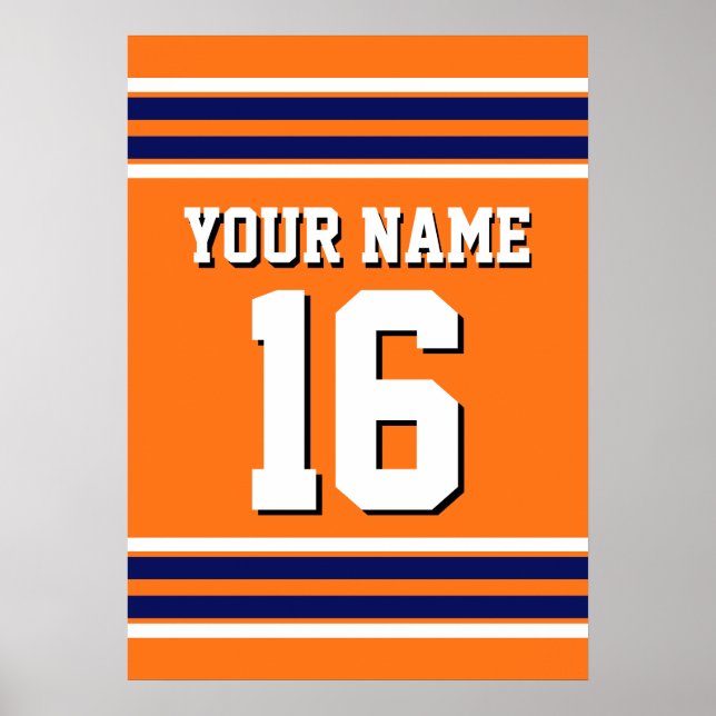Pumpkin Orange with Navy White Stripes Team Jersey Poster (Front)