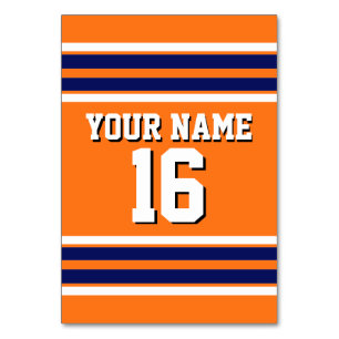 Pumpkin Orange with Navy White Stripes Team Jersey Table Number