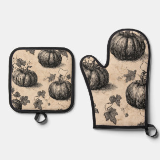 Pumpkin oven glove and pot holder set 