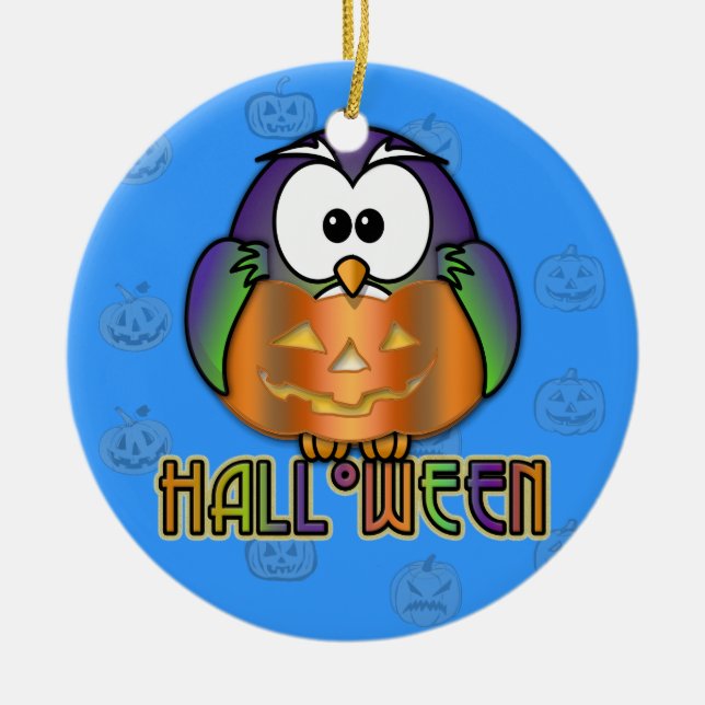 pumpkin owl ceramic ornament (Front)