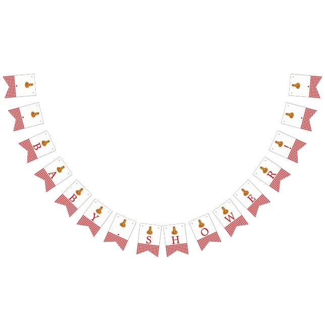 Pumpkin Owl & Gingham Baby Shower Bunting (All)