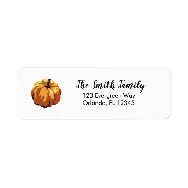 Pumpkin Painting Autumn Design Return Address Label (Front)
