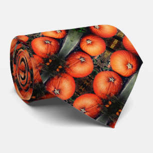 Pumpkin Pair Fall Abstract Pattern Tie