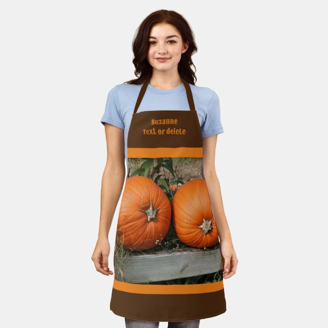 Pumpkin Pair Fall Personalised Apron (Worn)