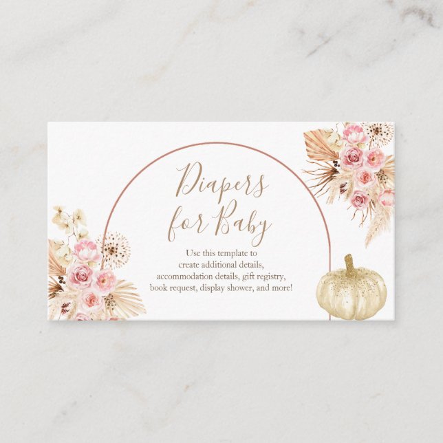 Pumpkin Pampas Baby Sprinkle Diapers For Baby Enclosure Card (Front)