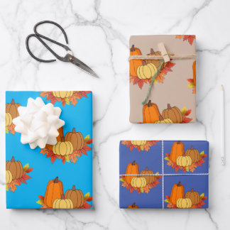 Pumpkin Papers Wrapping Paper Flat Sheet Set of 3