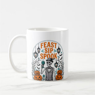 Pumpkin Party Skeleton Halloween Feast Sip Spook Coffee Mug