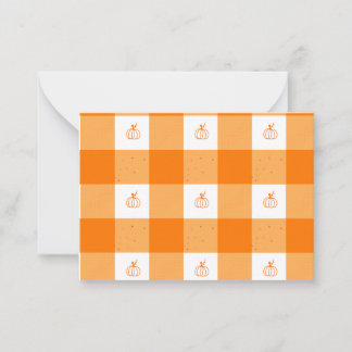 Pumpkin party thank you notes with orange gingham