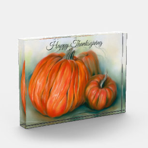 Pumpkin Patch Autumn Trio Pastel Art Thanksgiving Photo Block