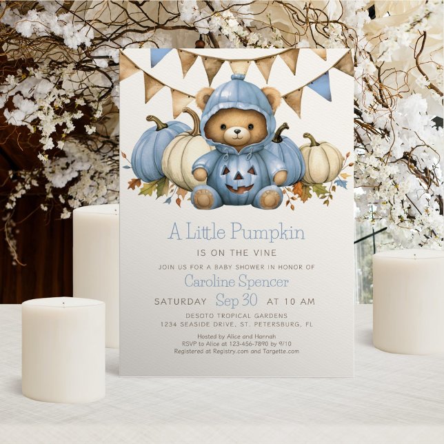 Pumpkin Patch Bear Baby Shower Invitation (Creator Uploaded)