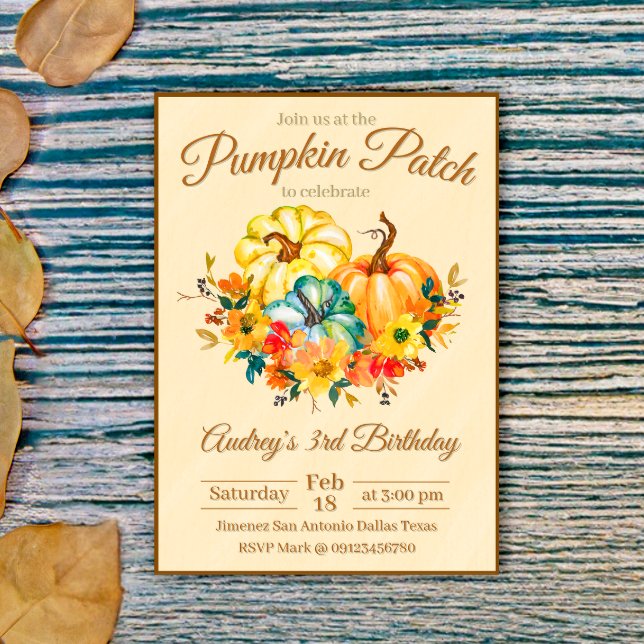 Pumpkin Patch Birthday Invitation (Pumpkin Patch Birthday Invitation)