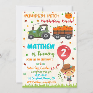 Pumpkin patch birthday invitation Fall birthday