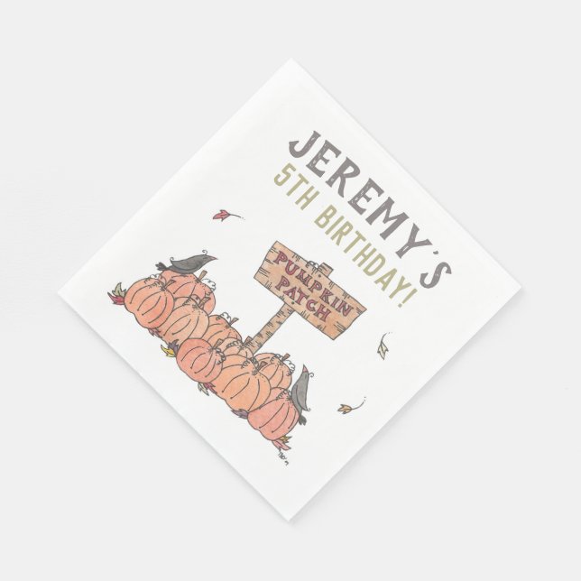 Pumpkin Patch Birthday Napkin (Corner)