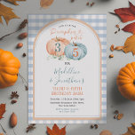 Pumpkin Patch Brother & Sister Autumn Birthday Invitation<br><div class="desc">Fall Brother & Sister Pumpkin Patch Birthday Invitation
Elegant orange and sage green Pumpkin Gingham party autumn invite</div>