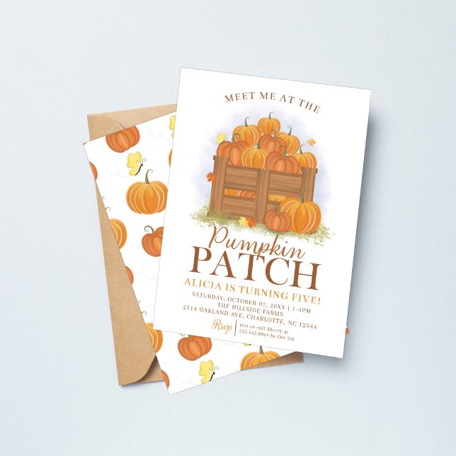 Pumpkin Patch Butterflies Fall Birthday Invitation (Creator Uploaded)