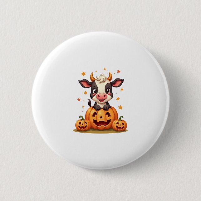 Pumpkin Patch Cow 6 Cm Round Badge (Front)
