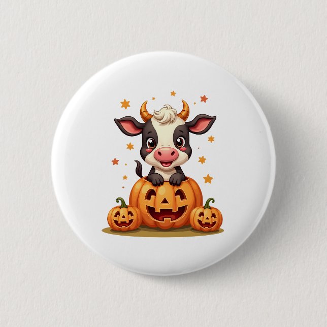 Pumpkin Patch Cow 6 Cm Round Badge (Front)