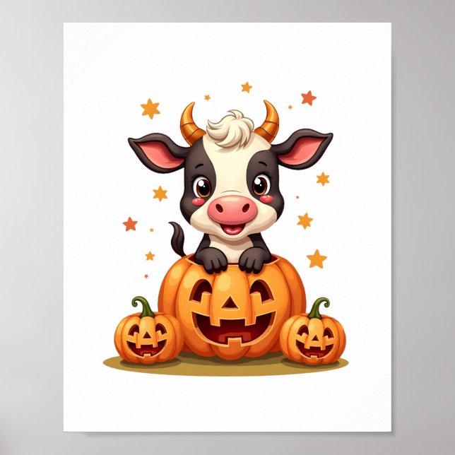 Pumpkin Patch Cow Poster (Front)