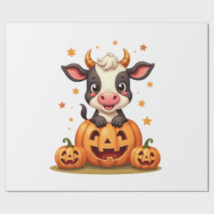 Pumpkin Patch Cow Wrapping Paper