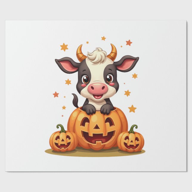 Pumpkin Patch Cow Wrapping Paper (Flat)