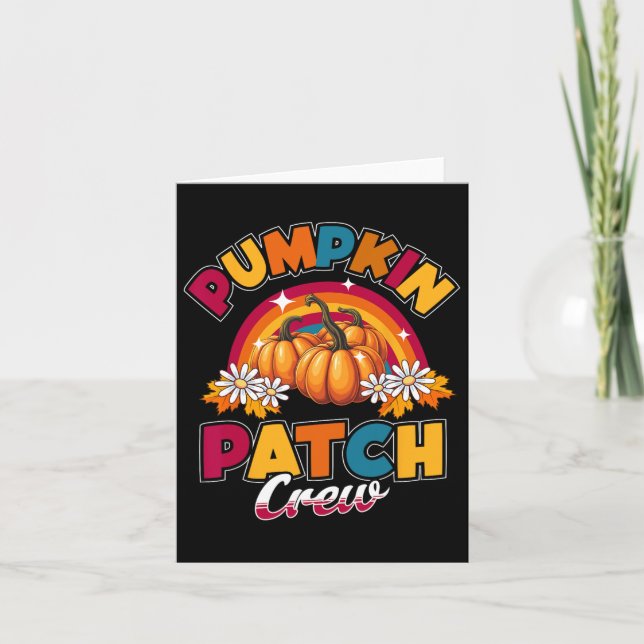 Pumpkin Patch Crew Kids Fall Autumn Thanksgiving H Card (Front)