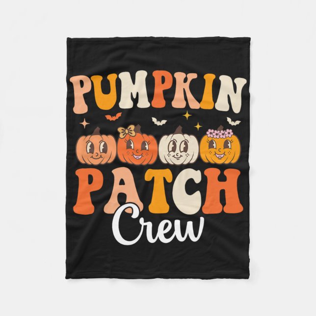 Pumpkin Patch Crew Matching Family Groovy Fall Hal Fleece Blanket (Front)