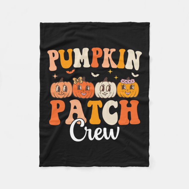 Pumpkin Patch Crew Matching Family Groovy Fall Hal Fleece Blanket (Front)