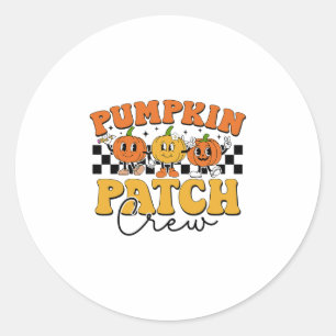 Pumpkin Patch Crew Retro Fall Autumn Thanksgiving  Classic Round Sticker