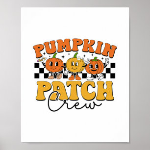 Pumpkin Patch Crew Retro Fall Autumn Thanksgiving Poster