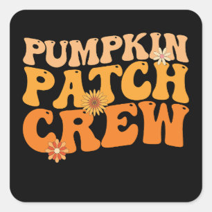 Pumpkin Patch Crew Retro Groovy Fall Autumn Square Sticker