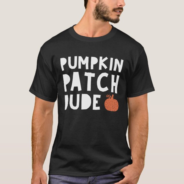 Pumpkin Patch Dude Fall Boy  Kid Distressed Pumpki T-Shirt (Front)