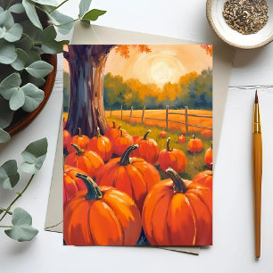 Pumpkin Patch   Fall Orange Watercolor Autumn Postcard