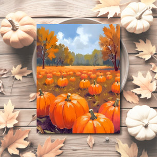 Pumpkin Patch Fall Watercolor Holiday Postcard