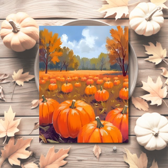 Pumpkin Patch Fall Watercolor Holiday Postcard (Creator Uploaded)