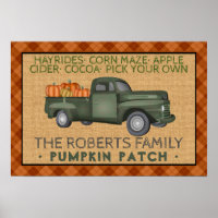 Pumpkin Patch Farm Vintage Truck Fall Plaid Rustic