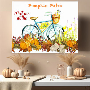  Pumpkin Patch Farmhouse Fall Colours Bicycle Ride Poster