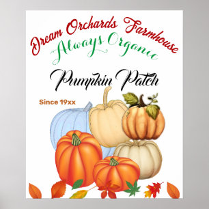 Pumpkin Patch Farmhouse Organic Harvest Fall Colou Poster