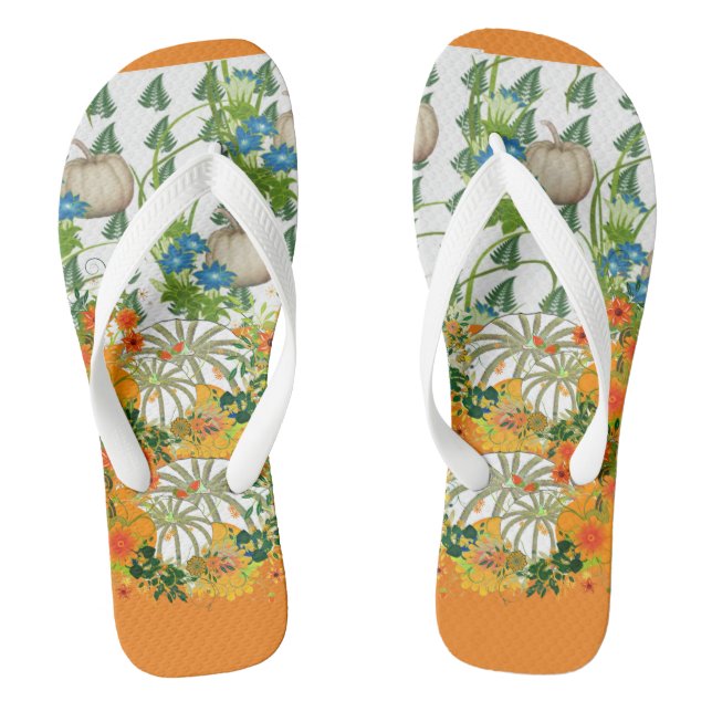 Pumpkin Patch Festival Fall Colour Foliage Greener Thongs (Footbed)