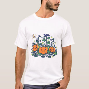 Pumpkin Patch Fireflies Night Halloween Art T-Shirt