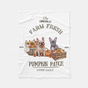 Pumpkin Patch French Bulldog The Original Farm Fre Fleece Blanket